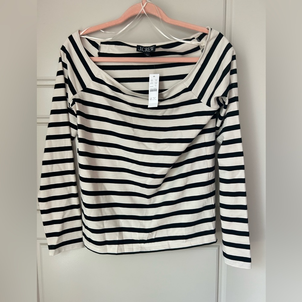 J. Crew size Large striped boatneck top, slim fit